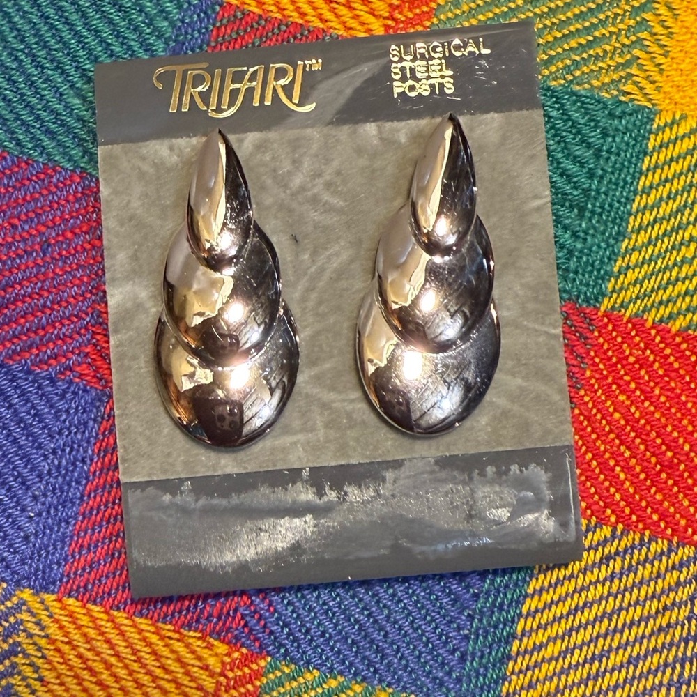 Trifari Silver Spiral Earrings